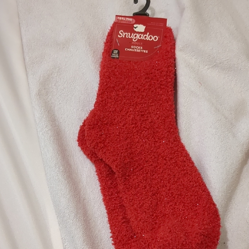 Bright Red Casual Crew Socks